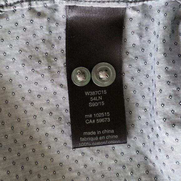 John Varvatos Shirt Mens L Gray Birds Eye LS Button Roll Up Tab Casual Preppy - Picture 13 of 16